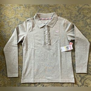 NWT Vineyard Vines Girls Long Sleeve Polo Gray Semi-vintage 2010 Size M (10-12)